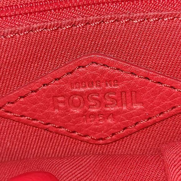 Fossil Red Leather Small Tote Bag Purse - Picture 10 of 14